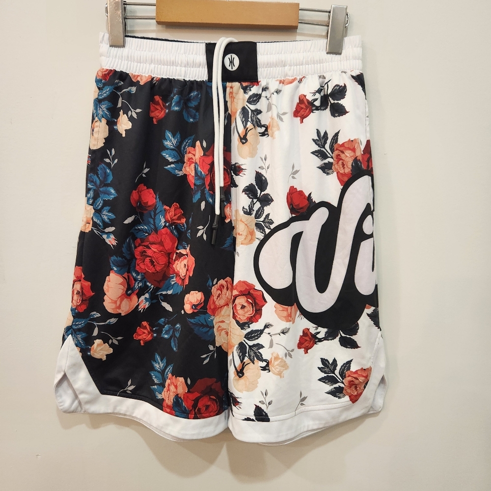 Hoop Culture Shorts Mens Small Floral 9" Inseam Vibes Basketball NBA Drawstring